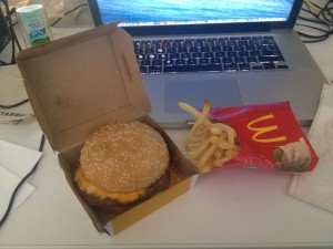 quarter pounder with cheese and fries at work