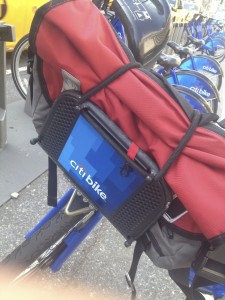 bag secured to citi bike